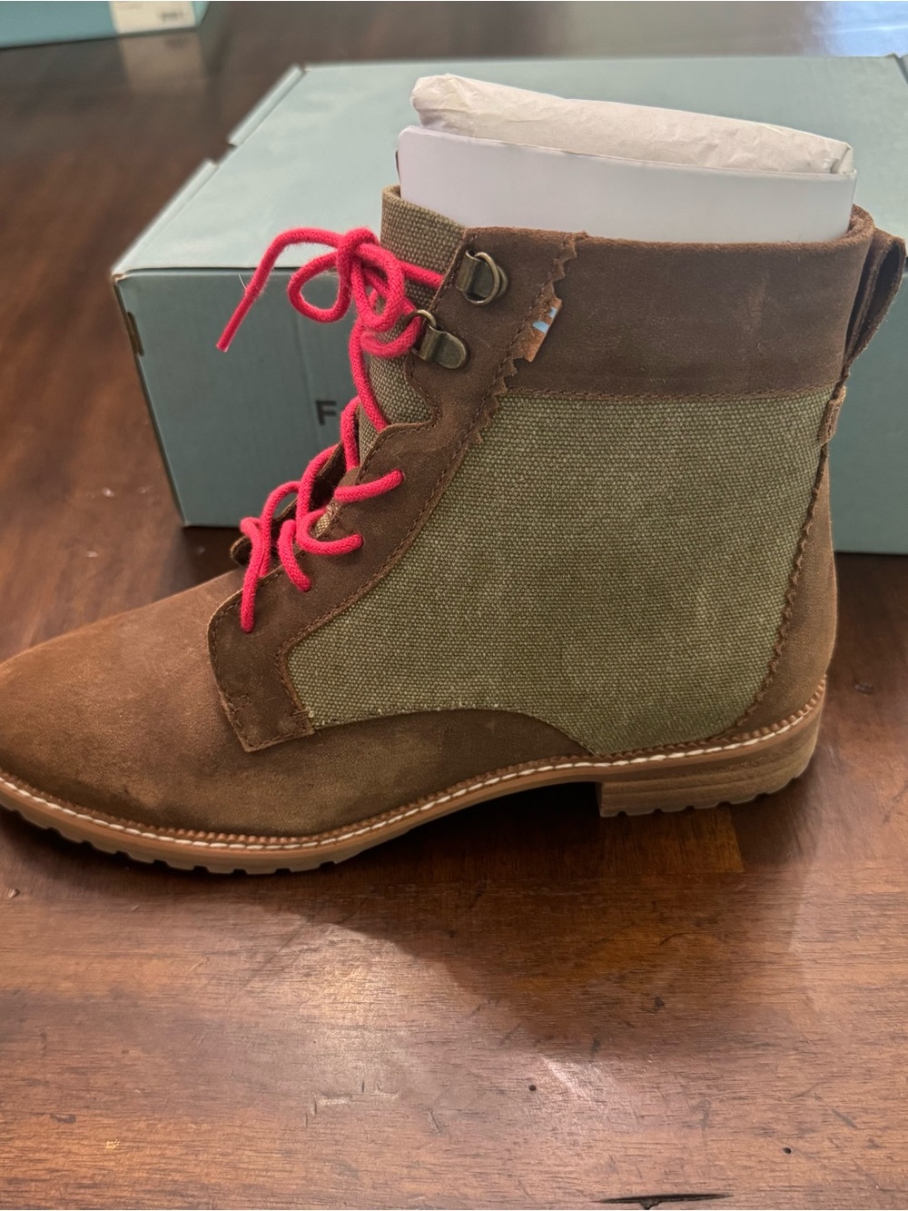TOMS Nolita Brown & Dusty Olive Lace-Up Ankle Boots - Picture 7 of 10